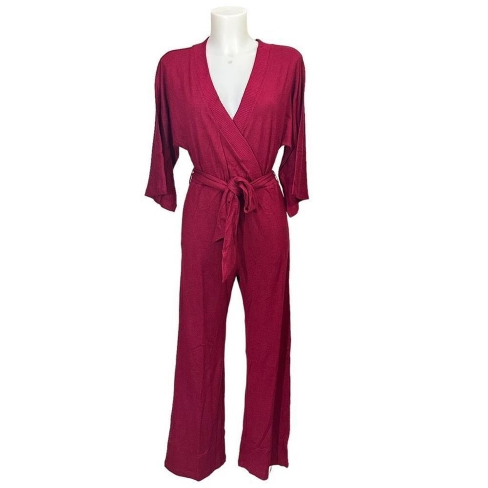 L*SPACE WOMEN'S MONTEREY JUMPER Knit MAROON Belted Jumpsuit  Small. Like new